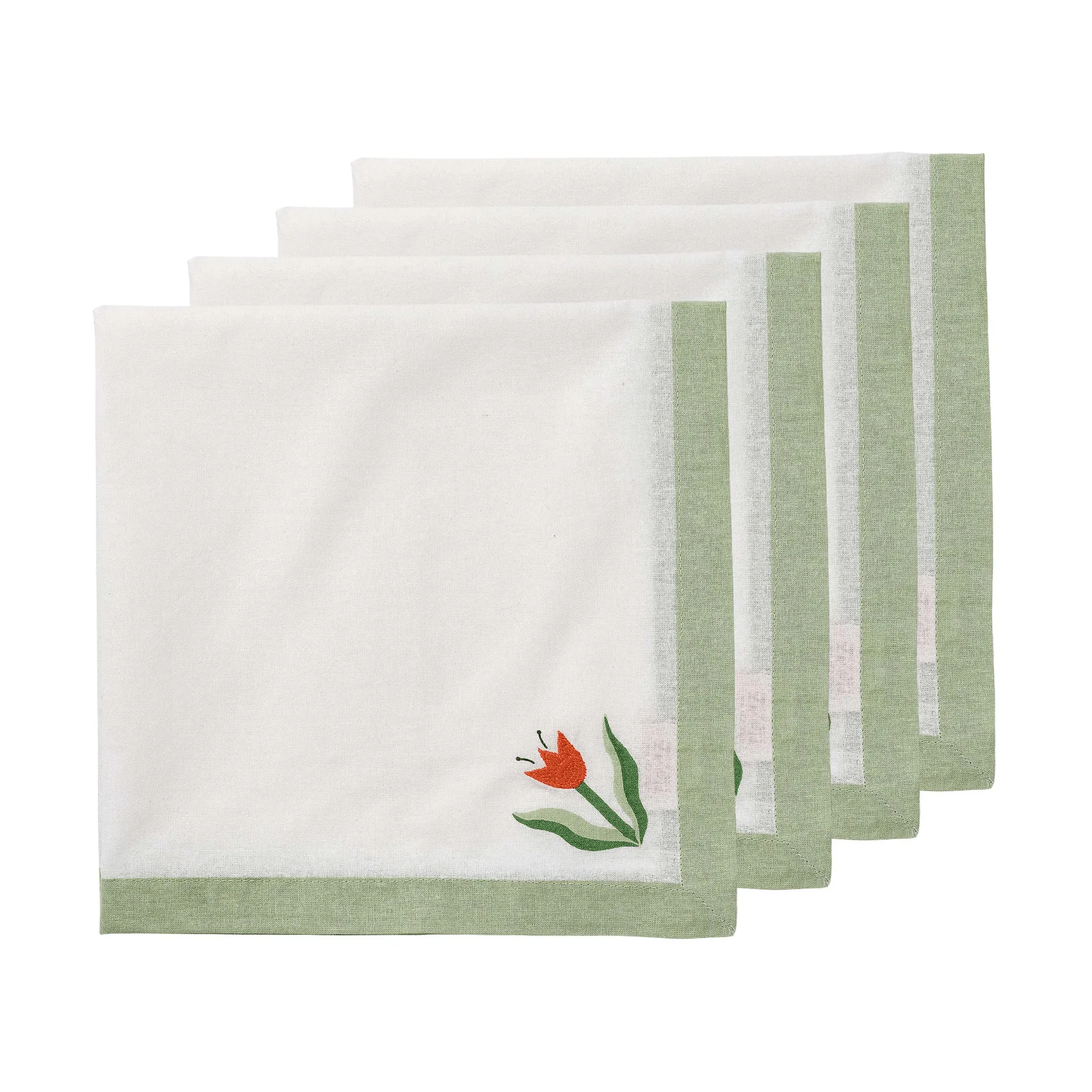 Madelen Möllard Tulip βαμβακερή πετσέτα φαγητού, Light green, 4-pack, 45x45 εκ. Pick a Poppy