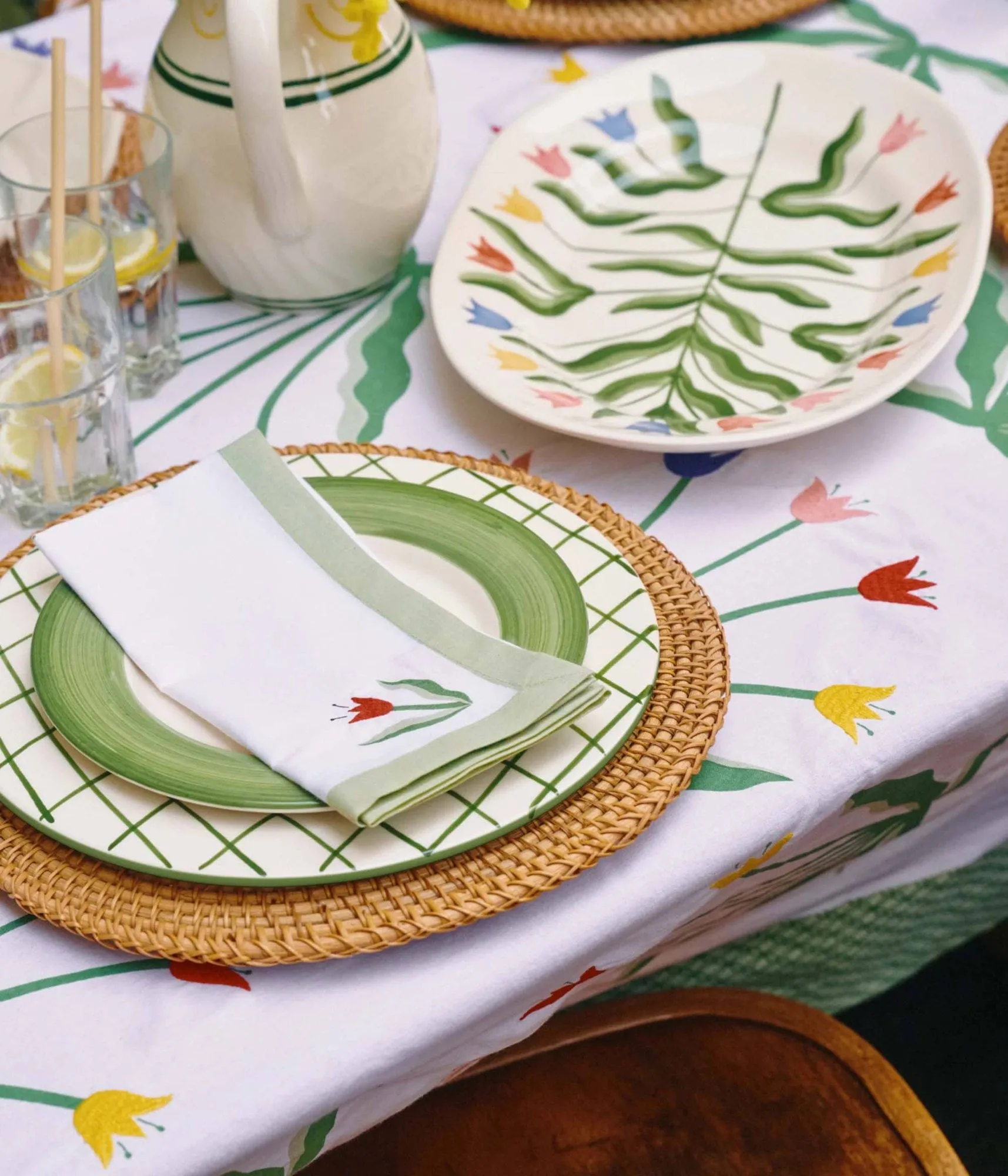 Madelen Möllard Tulip βαμβακερή πετσέτα φαγητού, Light green, 4-pack, 45x45 εκ. Pick a Poppy