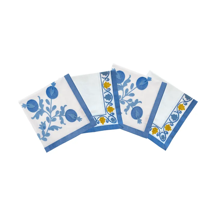 Suzani βαμβακερή πετσέτα φαγητού - Blue, σετ 4 τεμ., 45x45 εκ. - Pick a Poppy