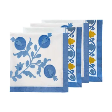 Suzani βαμβακερή πετσέτα φαγητού - Blue, σετ 4 τεμ., 45x45 εκ. - Pick a Poppy