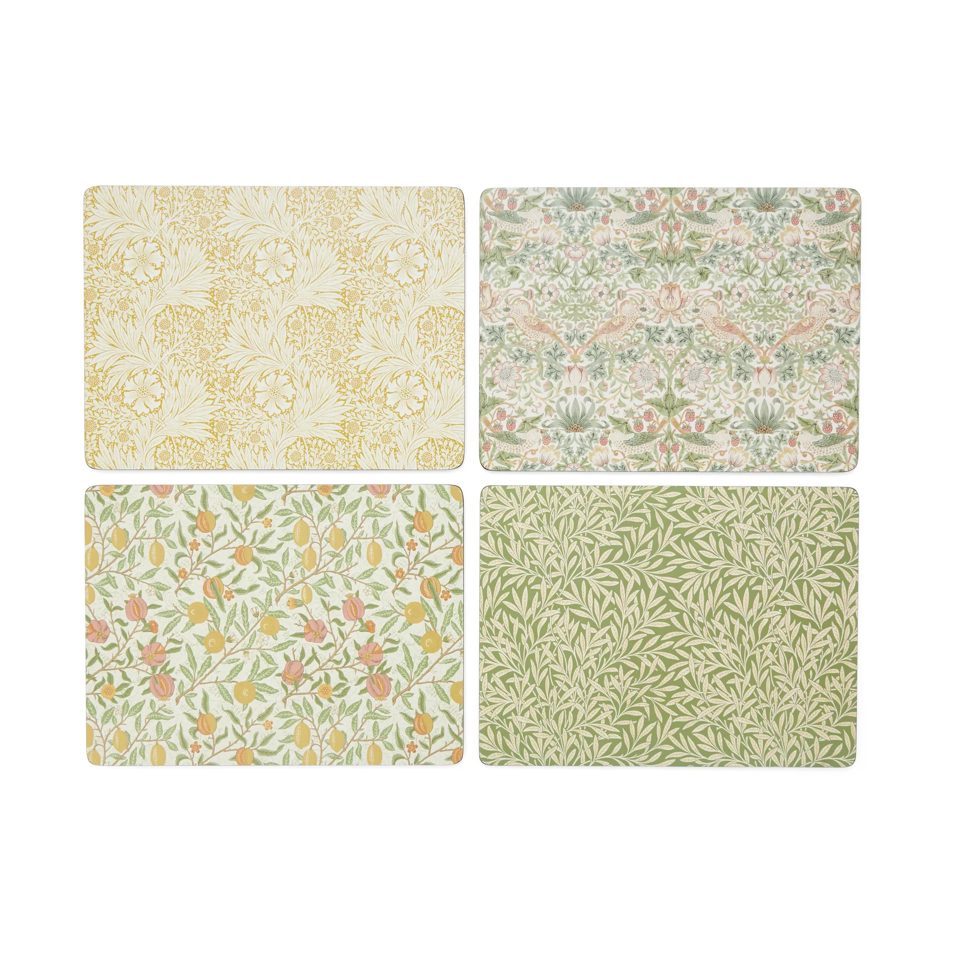 Morris & Co Simpley mixed σετ σουπλά 4 τεμαχίων., Fruit, Willow, Strawberry Thief, Marigold Pimpernel