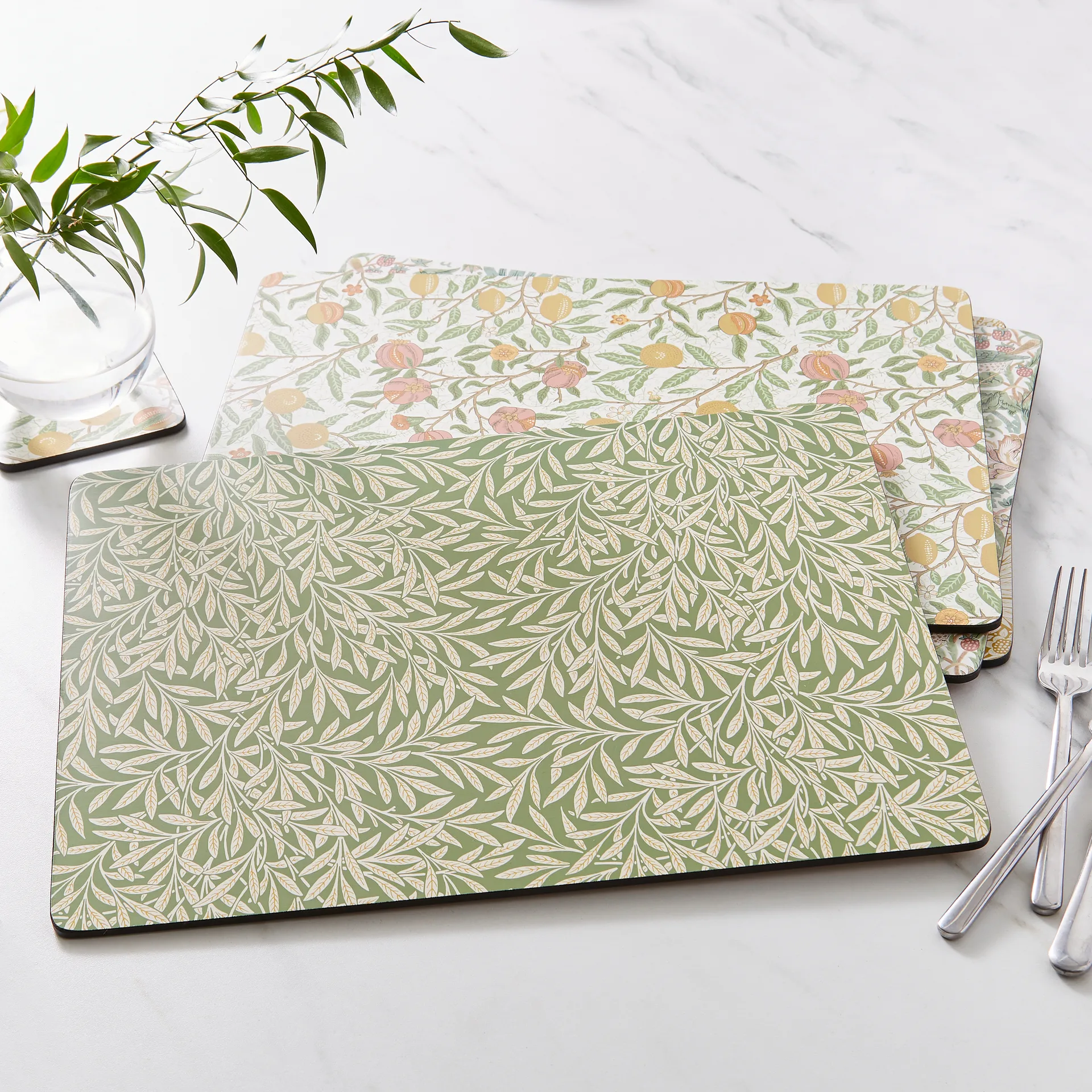 Morris & Co Simpley mixed σετ σουπλά 4 τεμαχίων., Fruit, Willow, Strawberry Thief, Marigold Pimpernel