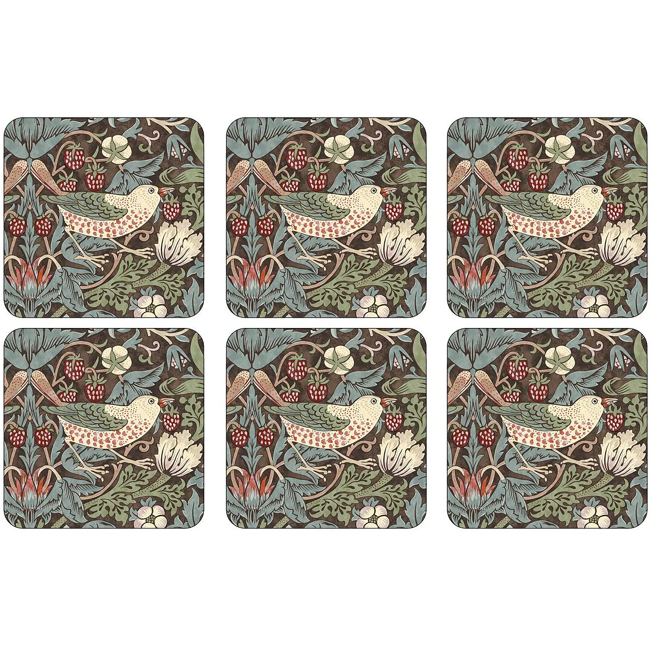 Strawberry Thief σουβέρ συσκευασία 6 τεμαχίων, Καφέ Pimpernel