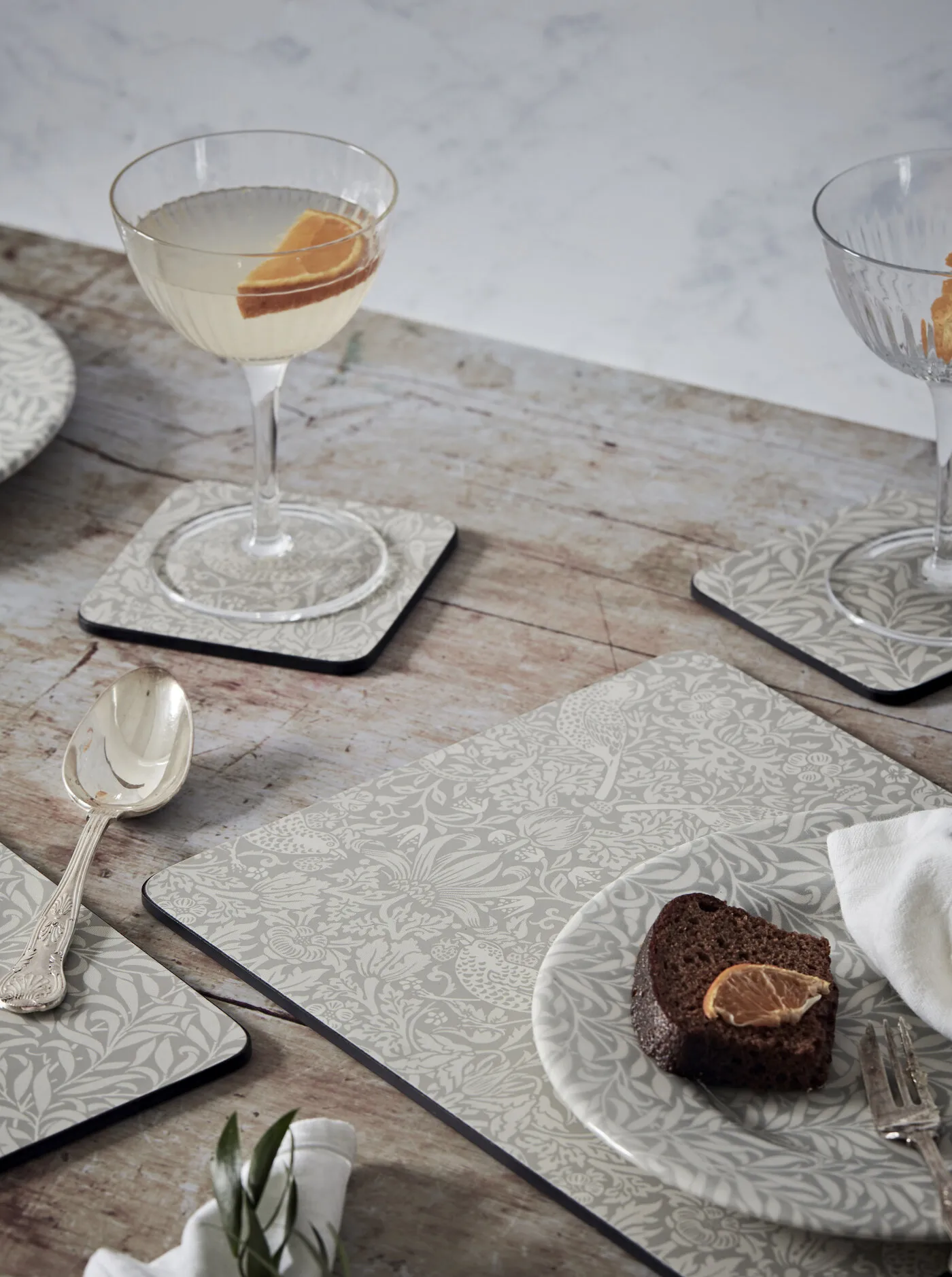 Strawberry Thief σουβέρ συσκευασία 6 τεμαχίων, Γκρι Pimpernel