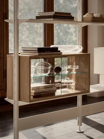 Pira βιτρίνα - Λευκή δρυς-διαυγές γυαλί, 70x31 εκ., 4 πόρτες - Pira