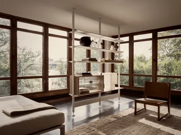 Pira βιτρίνα - Λευκή βαμμένη δρυς-ραβδωτό γυαλί, 90x31 εκ., 4 πόρτες - Pira