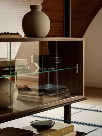 Pira βιτρίνα - Καρυδιά-διαυγές γυαλί, 90x31 cm, γυάλινη πλάτη - Pira