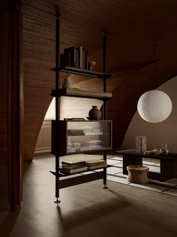 Pira βιτρίνα - Καρυδιά-ραβδωτό γυαλί, 90x31 cm, γυάλινη πλάτη - Pira