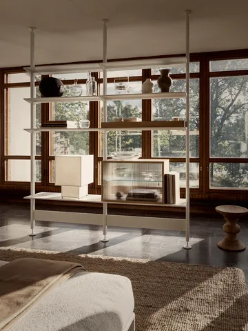 Pira βιτρίνα - Λευκή βελανιδιά-ραβδωτό γυαλί, 90x31 cm, γυάλινη πλάτη - Pira