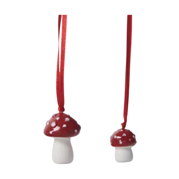 Μανιτάρι για το χριστουγεννιάτικο δέντρο, 2 τεμ - Λευκό-κόκκινο - Pluto Design