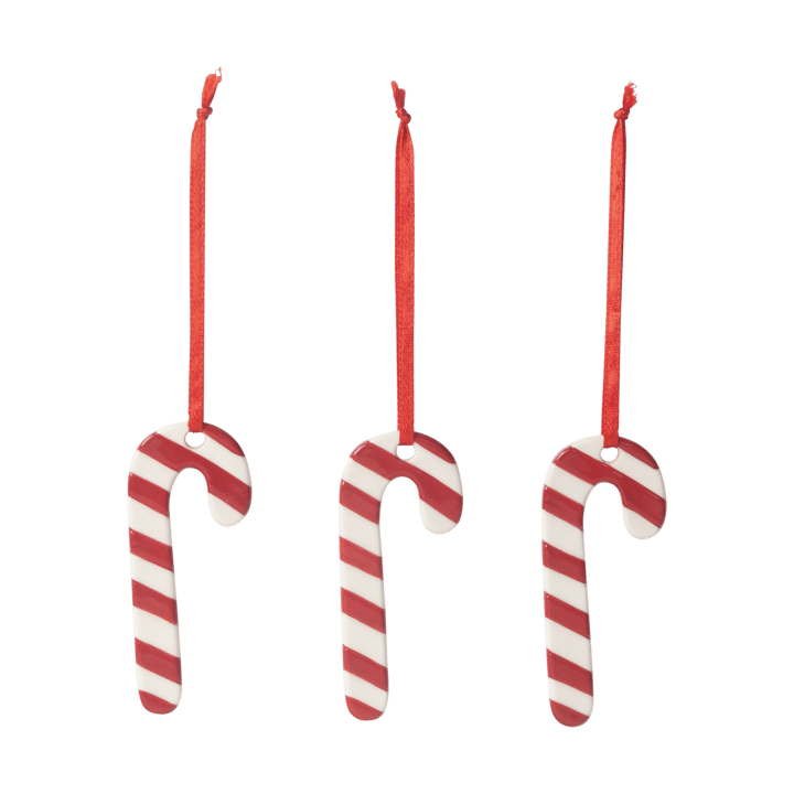 Ζαχαρένια μπαστουνάκια για το χριστουγεννιάτικο δέντρο, συσκευασία 3 τεμαχίων - Λευκό-κόκκινο - Pluto Design