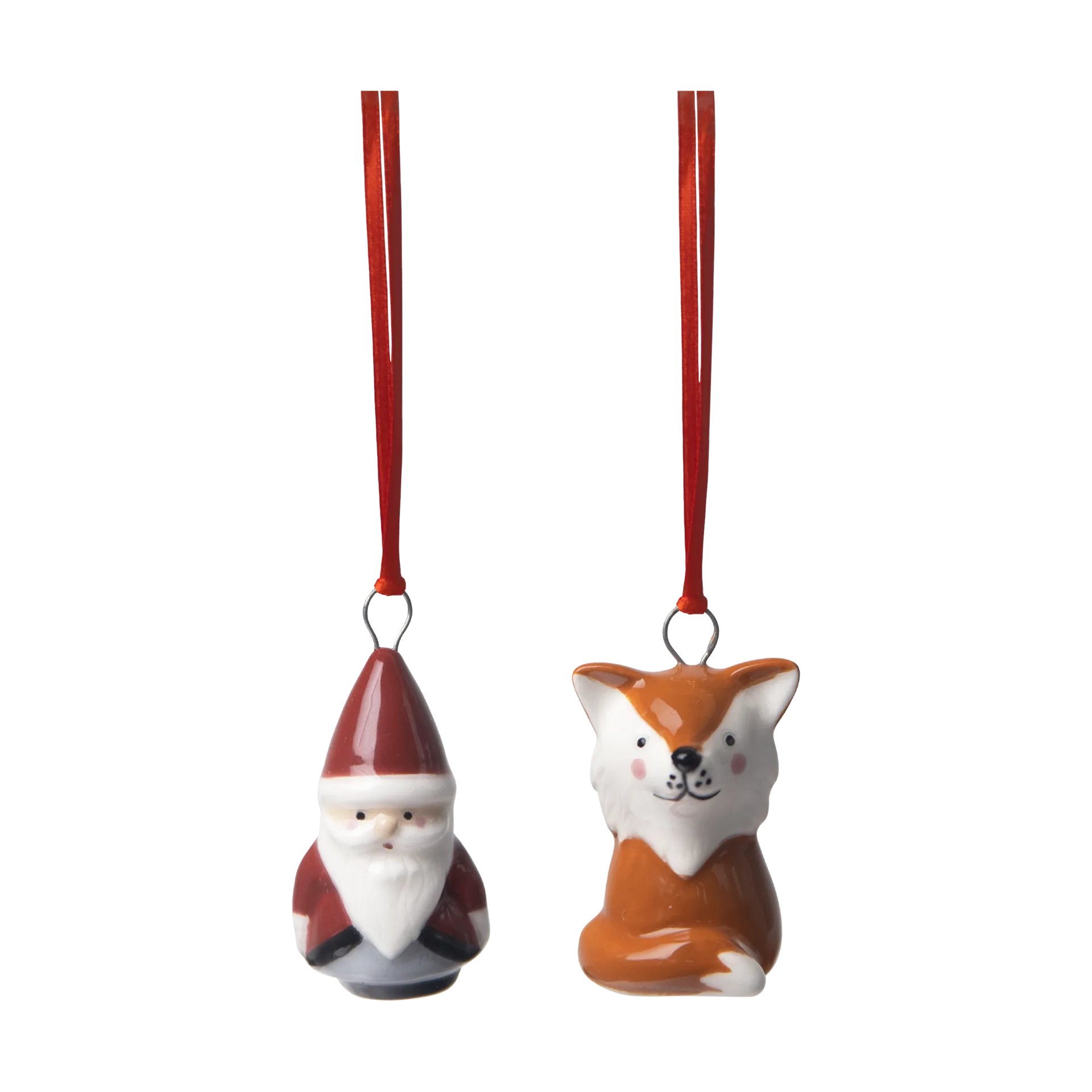 Στολίδι Fox & Santa 2 τεμάχια., Κόκκινο-λευκό-καφέ Pluto Design