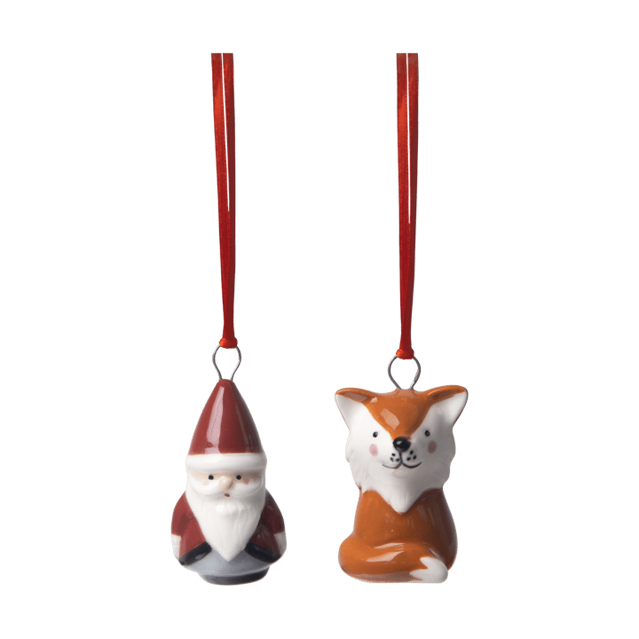 Στολίδι Fox & Santa 2 τεμάχια. - Κόκκινο-λευκό-καφέ - Pluto Design