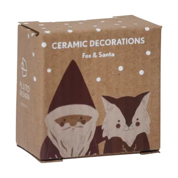 Στολίδι Fox & Santa 2 τεμάχια. - Κόκκινο-λευκό-καφέ - Pluto Design