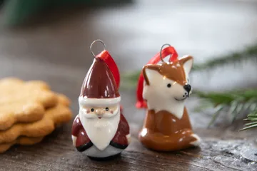 Στολίδι Fox & Santa 2 τεμάχια. - Κόκκινο-λευκό-καφέ - Pluto Design