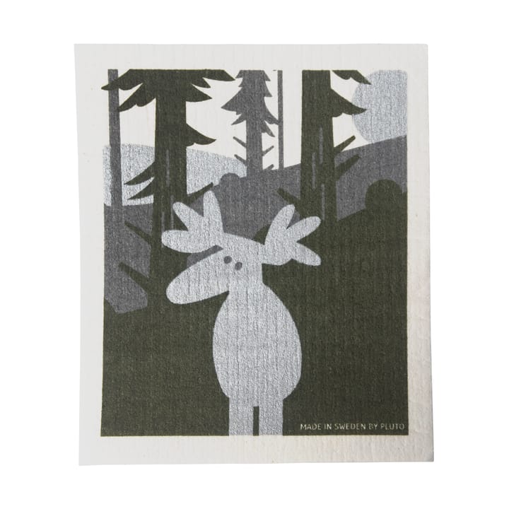 Πετσέτα πιάτων Moose 17.2x20 cm - Πράσινο-ασημί-λευκό - Pluto Design