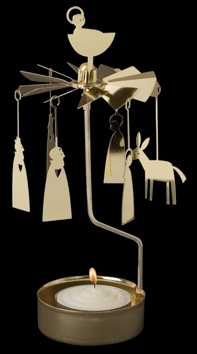 Χριστουγεννιάτικο κηροπήγιο με μόμπιλε vinter & jul, Χριστουγεννιάτικη φάτνη-χρυσό Pluto Design