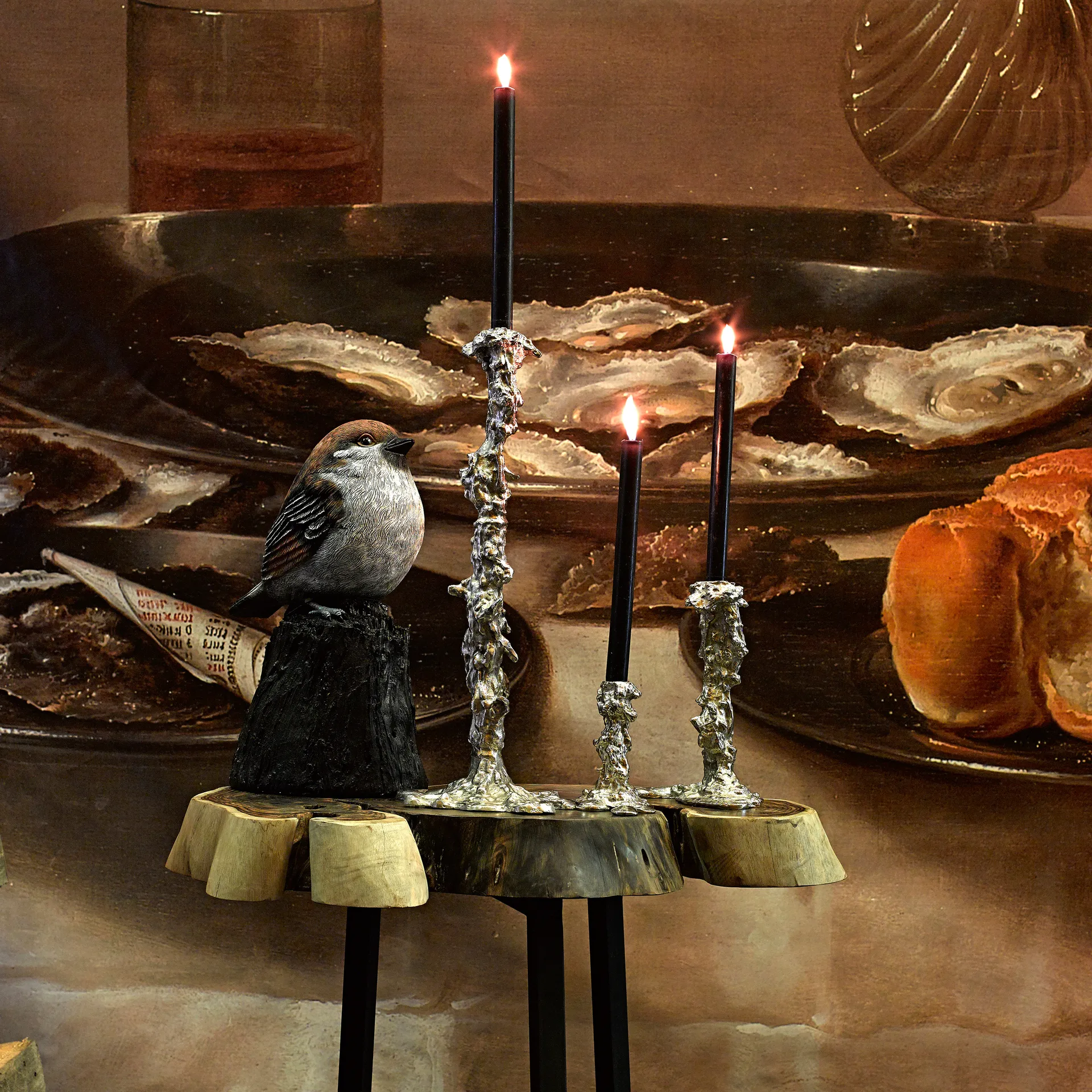 Κηροπήγιο σε σχήμα λιωμένου κεριού, 14 εκ, Ασημί POLSPOTTEN