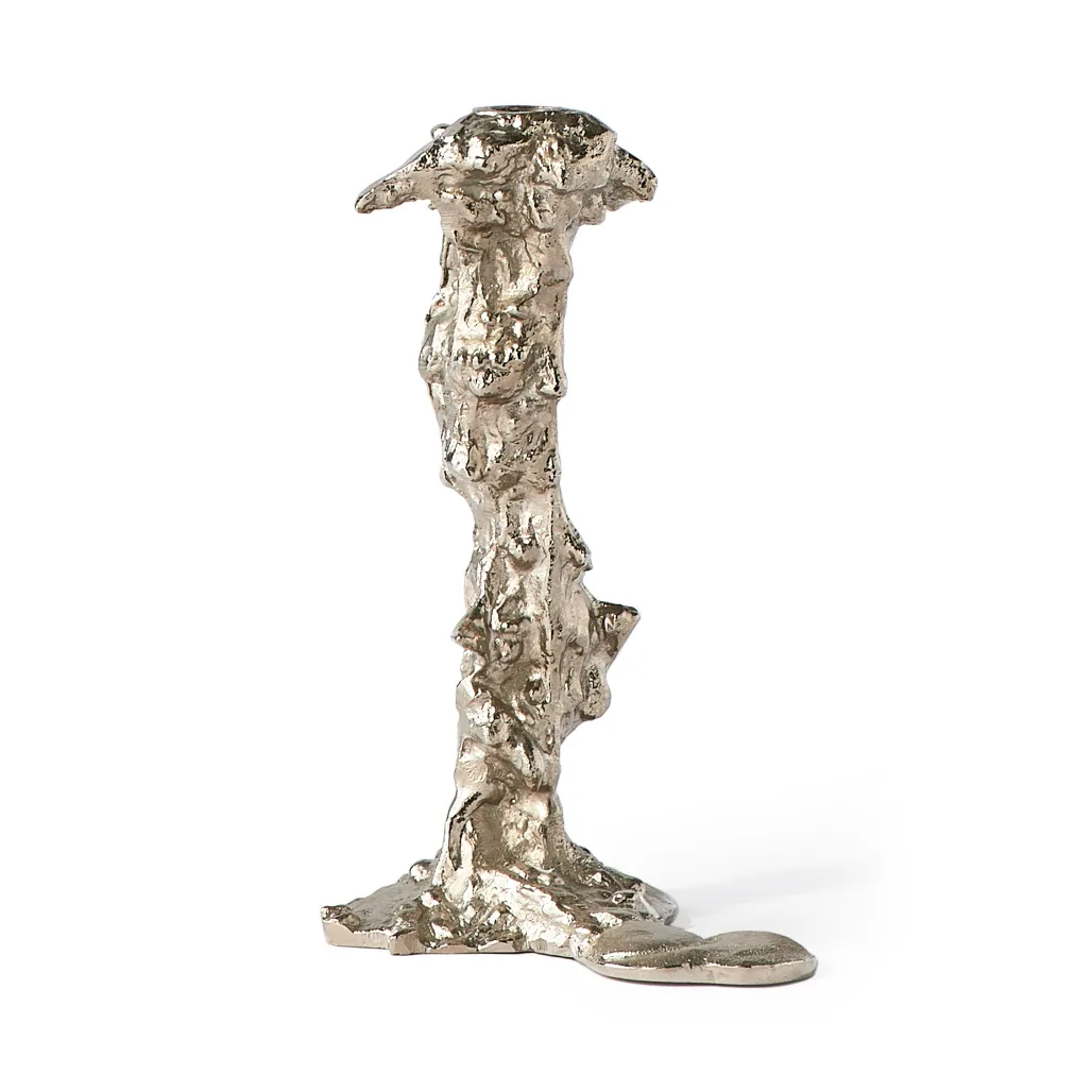 Κηροπήγιο σε σχήμα λιωμένου κεριού, L 25 εκ, Ασημί POLSPOTTEN