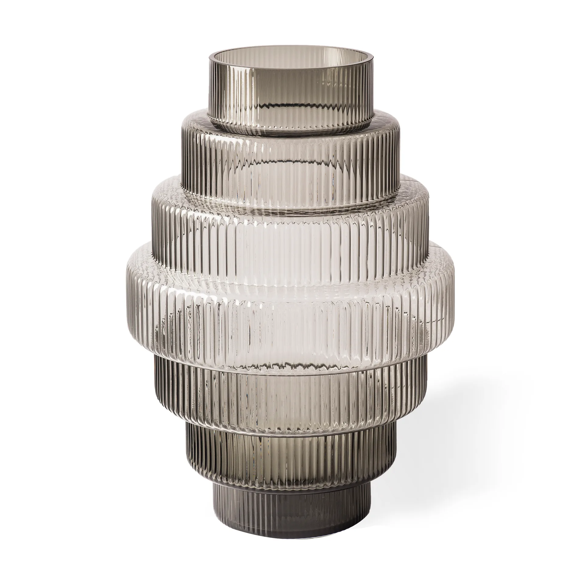 Βάζο σε σχήμα σκαλοπατιών, L 50 εκ, Σκούρο γκρι POLSPOTTEN