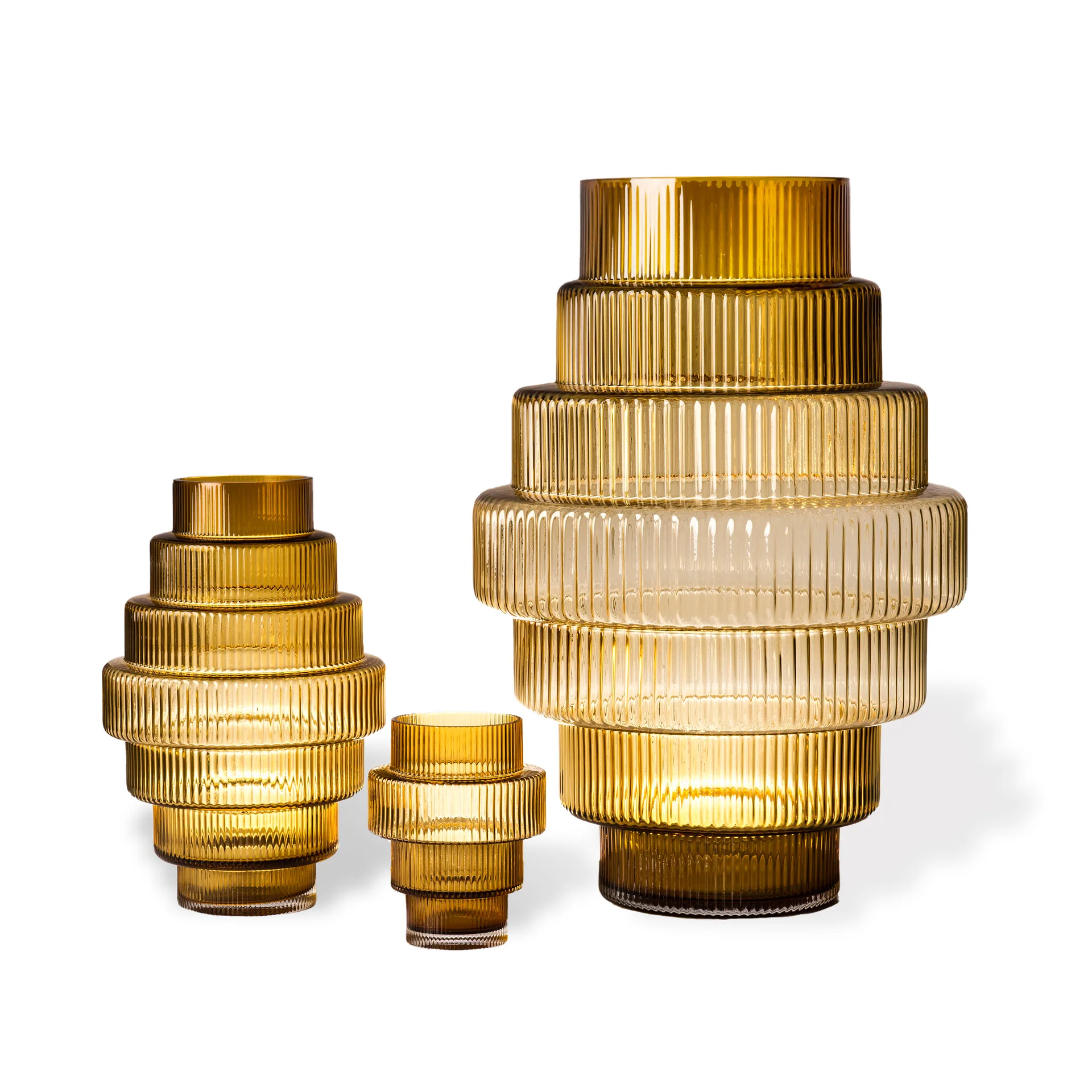 Βάζο σε σχήμα σκαλοπατιών, S 30 εκ, Ώχρα POLSPOTTEN