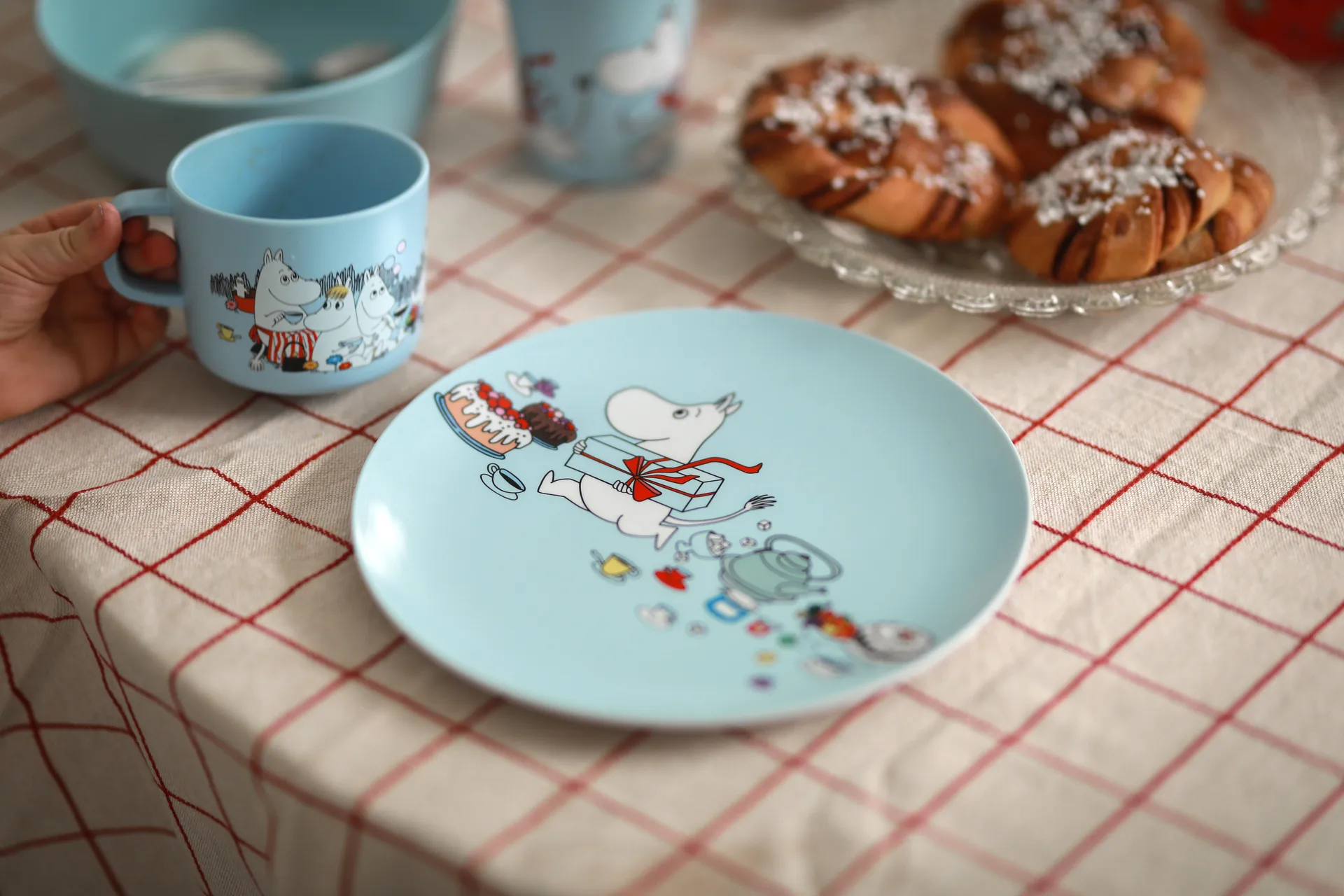 Mumin Picknick flat πιάτο Ø19,5 cm, Γαλάζιο Rätt Start