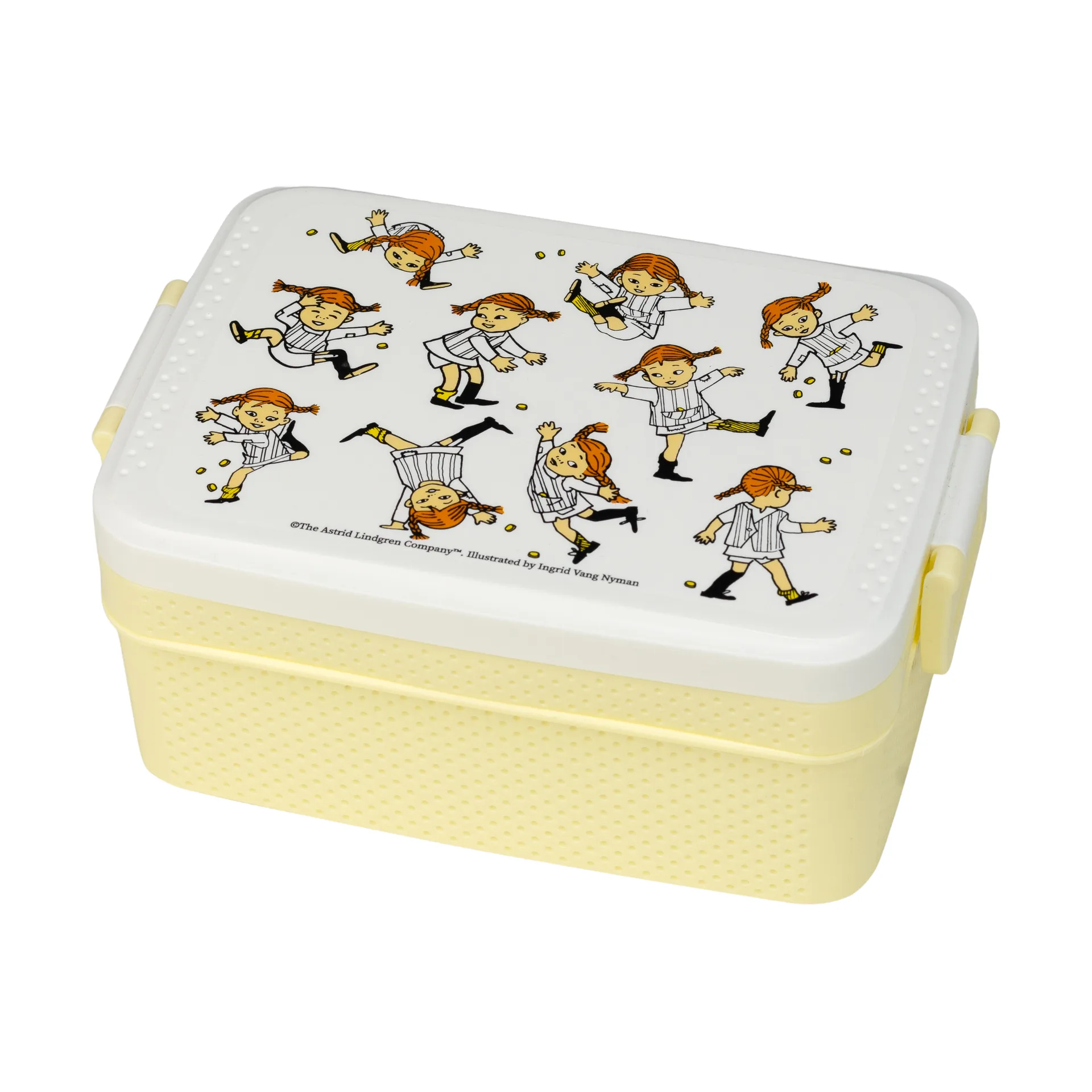 Κουτί κολατσιού Pippi Circus 8x18.5 cm, Κίτρινο-λευκό Rätt Start