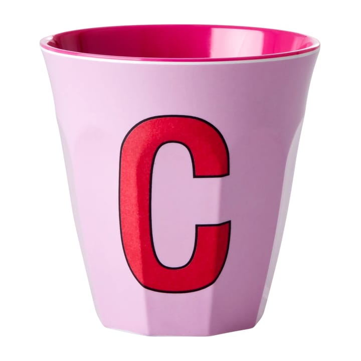 Κούπα μεσαίου μεγέθους από μελαμίνη με γράμμα C, χωρητικότητας 30 cl. - Ροζ - RICE