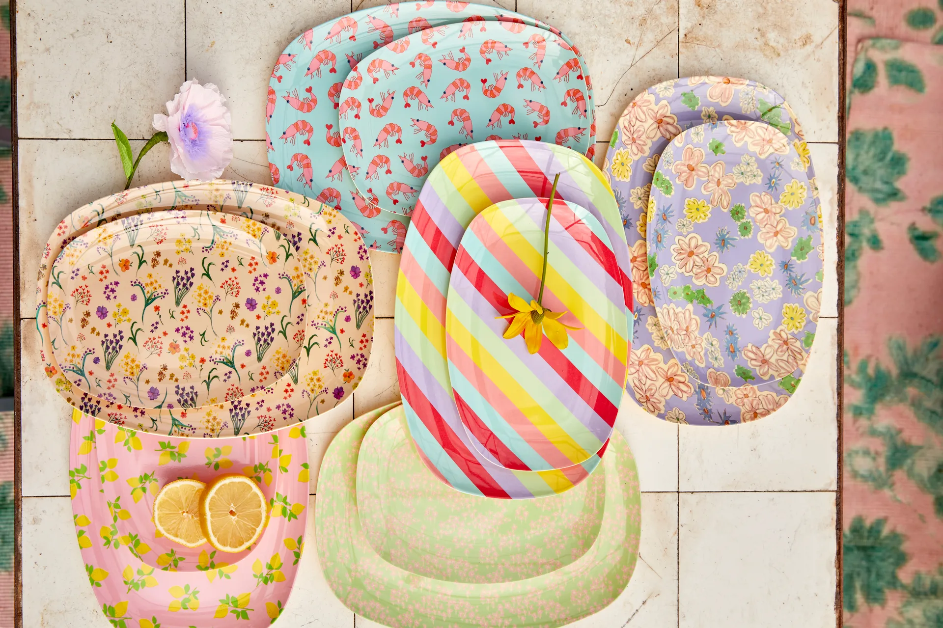 Rice πιάτο μελαμίνης 16,5x23 cm, Αγριολούλουδο RICE