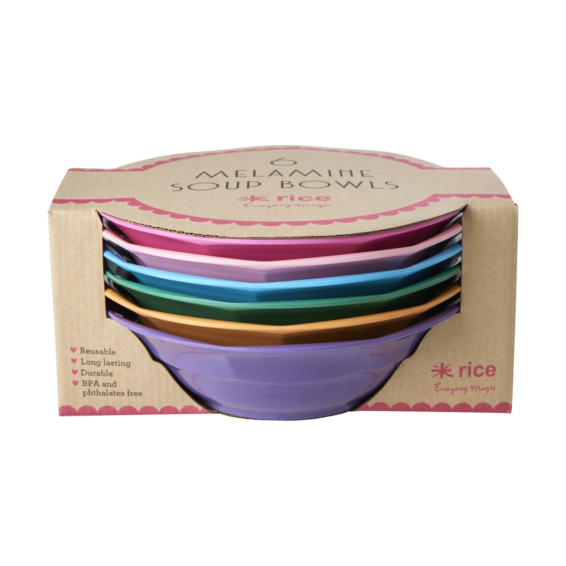Πιάτο σούπας Rice από μελαμίνη Ø19 εκ. 6 τεμάχια, Multicolor RICE
