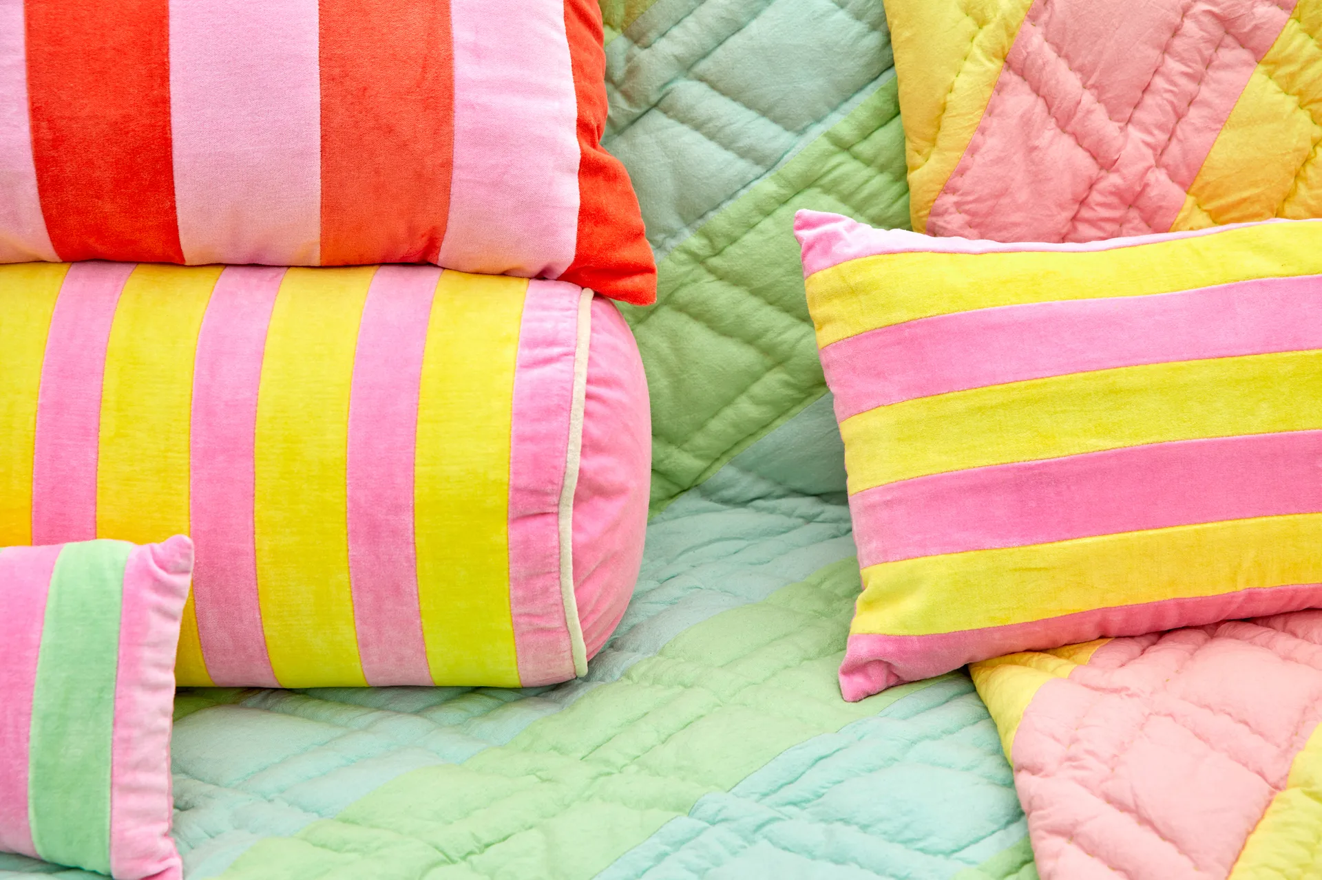 Rice διακοσμητική μαξιλάρα 25x60 cm, Ροζ-κίτρινο RICE