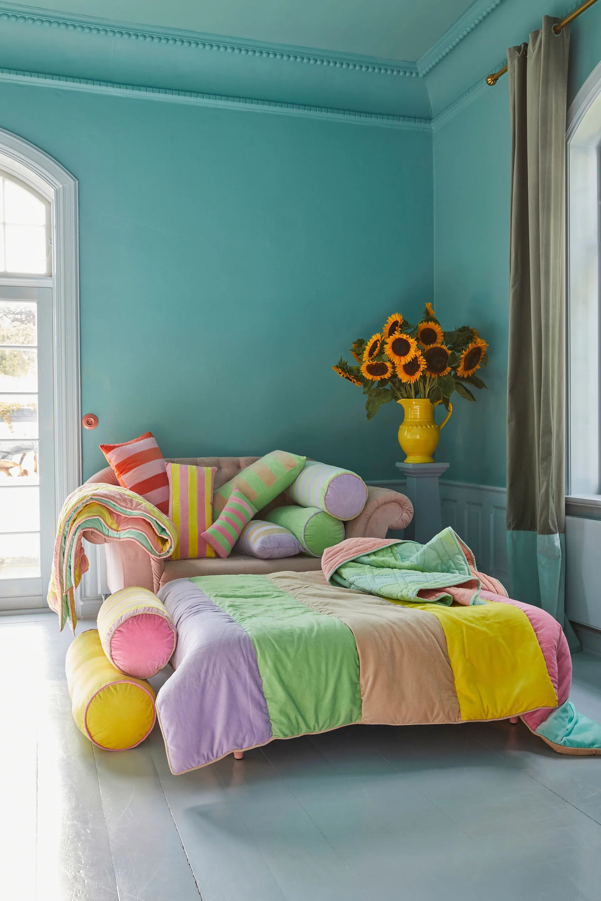 Rice διακοσμητική μαξιλάρα 25x60 cm, Ροζ-κίτρινο RICE