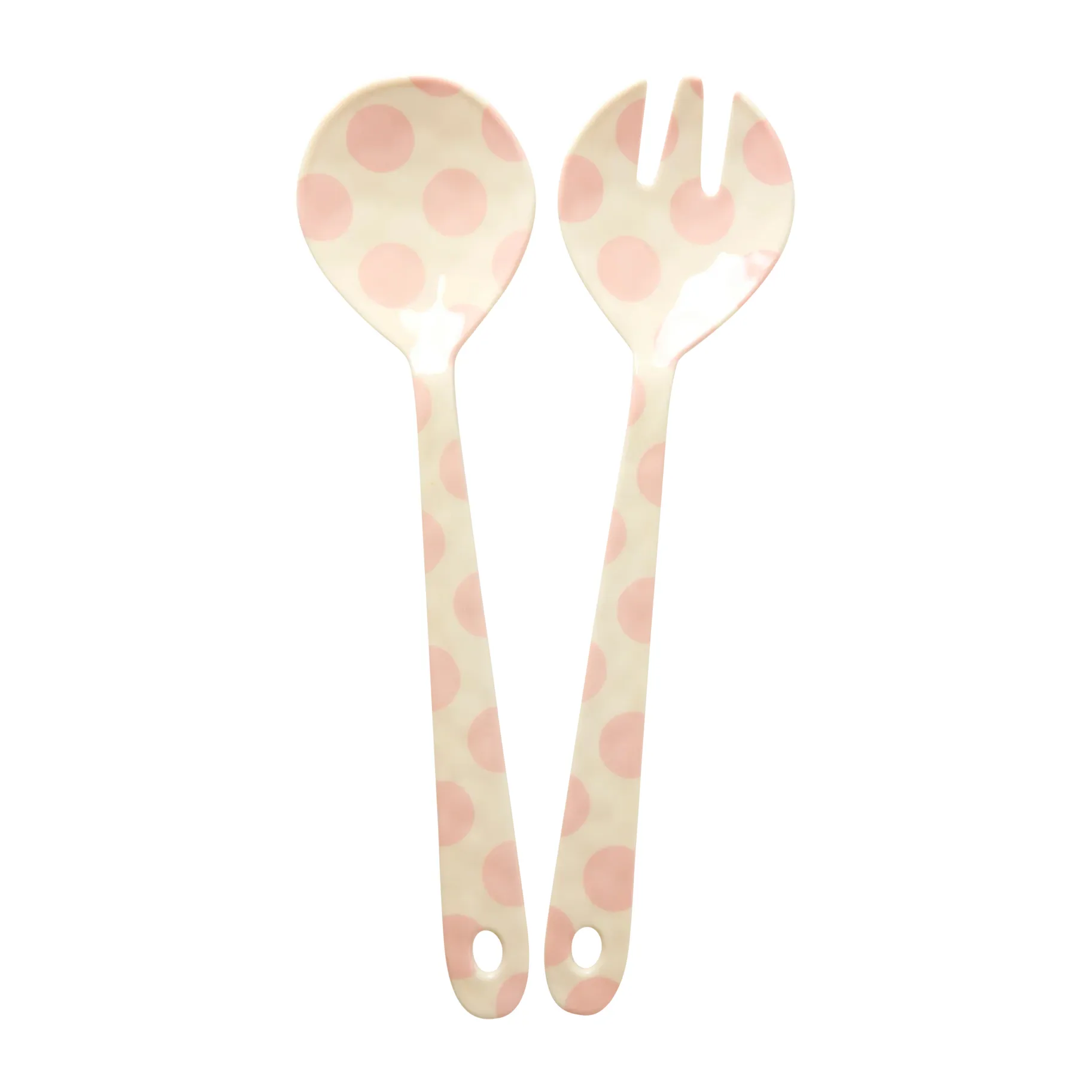 Rice μαχαιροπίρουνα σαλάτας από μελαμίνη Ø 26,5 cm, Pink dots RICE