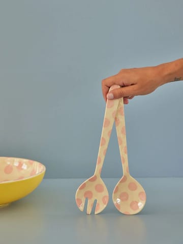 Rice μαχαιροπίρουνα σαλάτας από μελαμίνη Ø 26,5 cm - Pink dots - RICE