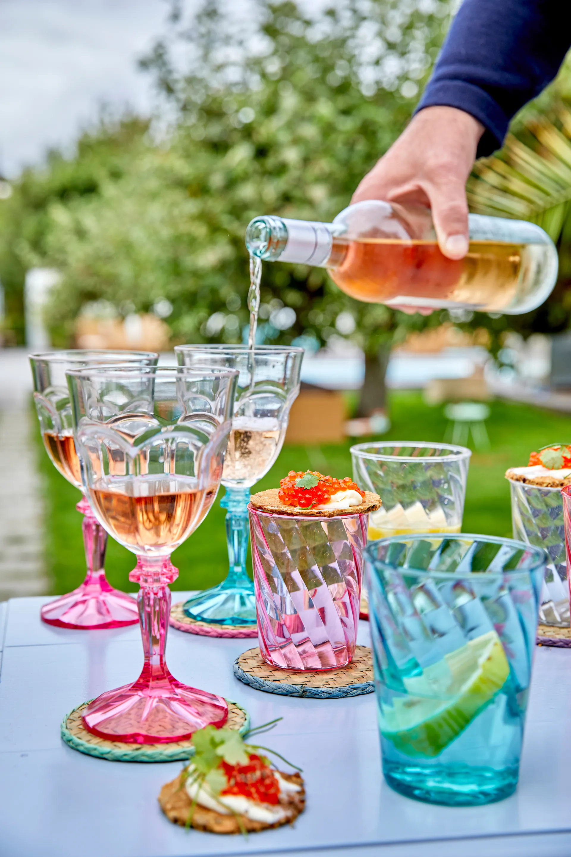 Rice γυάλινο ποτήρι με σχέδιο στροβιλισμού ακρυλικό 34 cl, Ροζ RICE