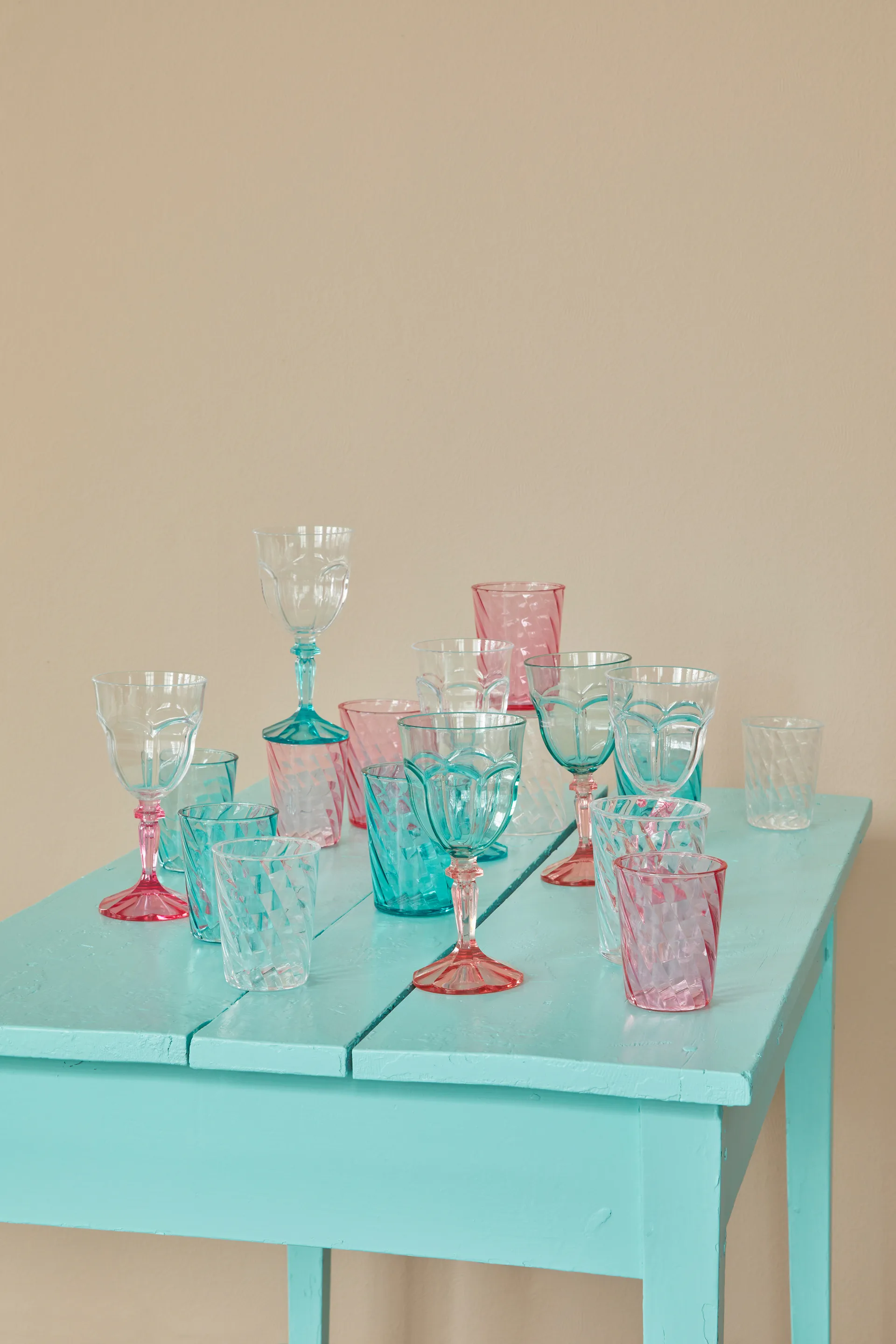 Rice γυάλινο ποτήρι με σχέδιο στροβιλισμού ακρυλικό 34 cl, Ροζ RICE