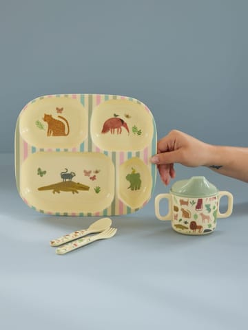 Παιδικό σερβίτσιο Rice 4 τεμαχίων - Sweet Jungle Print-Cream - RICE
