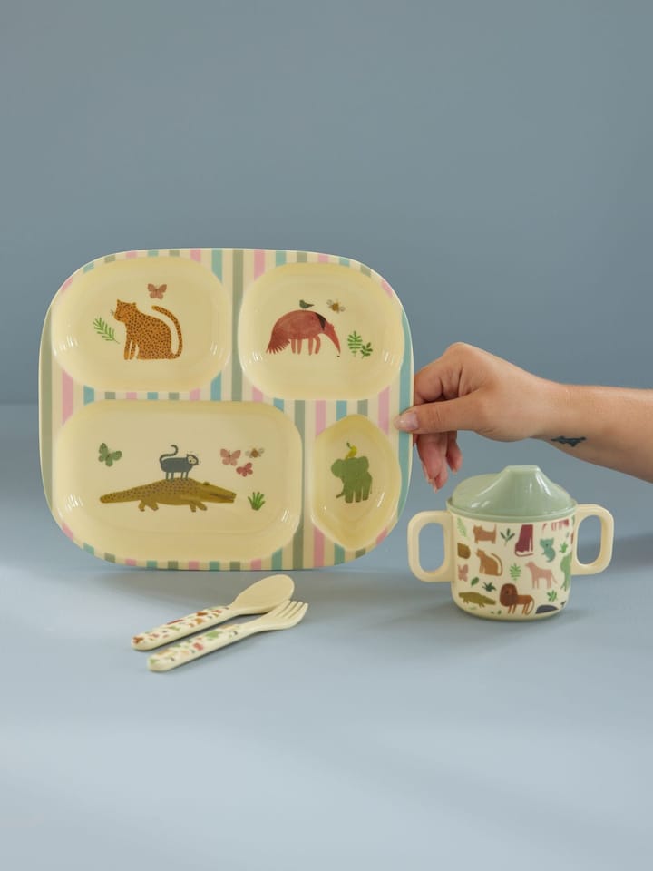 Παιδικό σερβίτσιο Rice 4 τεμαχίων, Sweet Jungle Print-Cream RICE