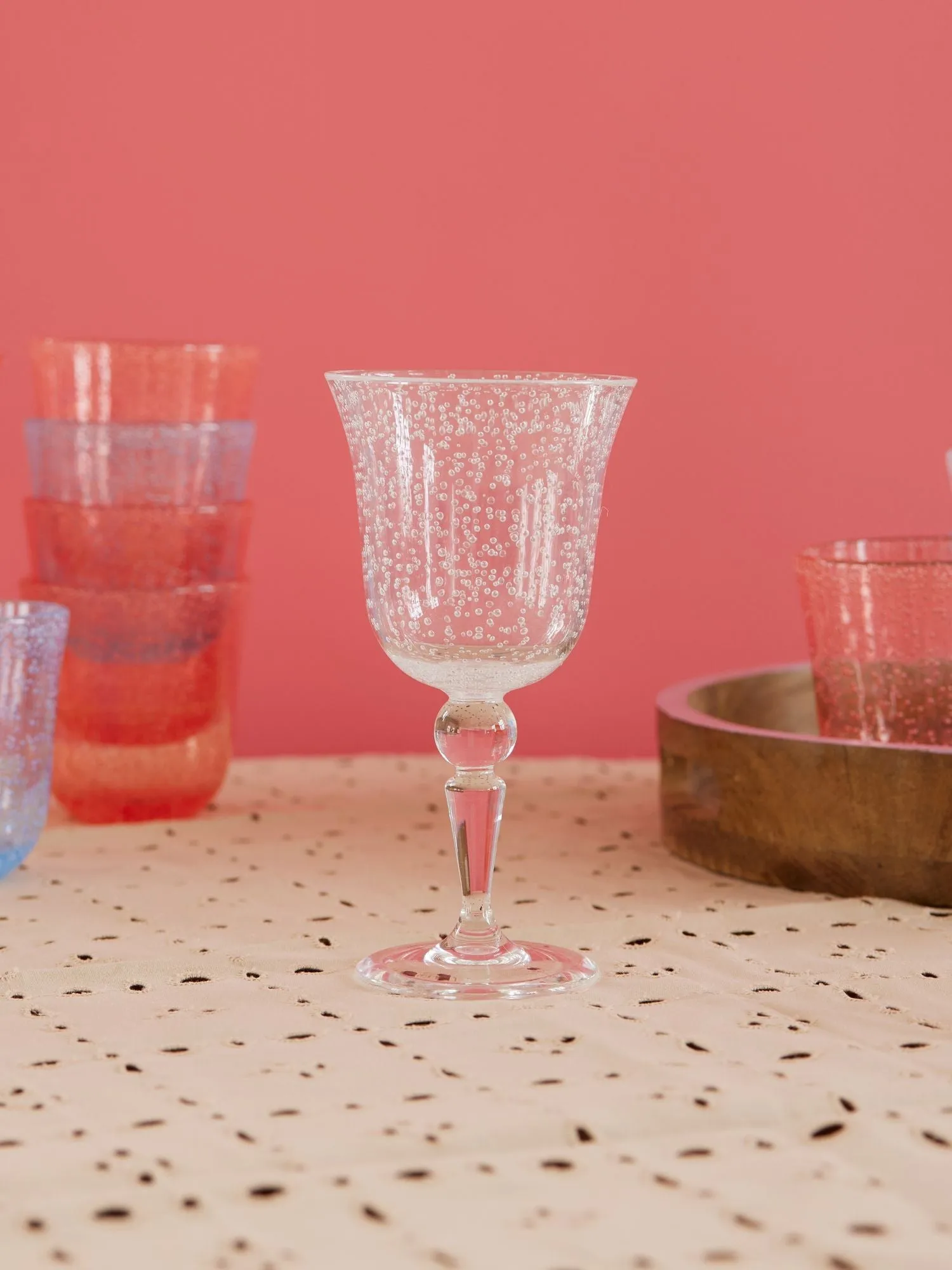 Ποτήρι κρασιού Rice bubble design 36 cl, Clear RICE