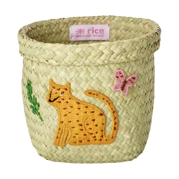 Καλάθι αποθήκευσης Rice raffia στρογγυλό 2 τεμάχια - Animal Embroidery-Pink-orange - RICE
