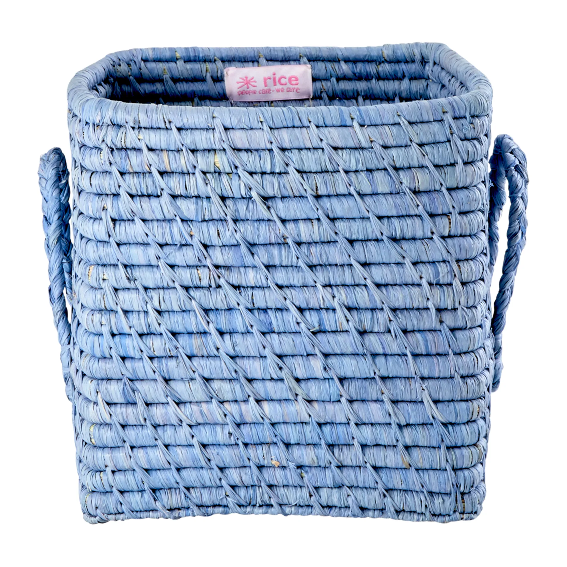 Rice κουτί raffia με λαβή 20x20 cm, Μπλε RICE