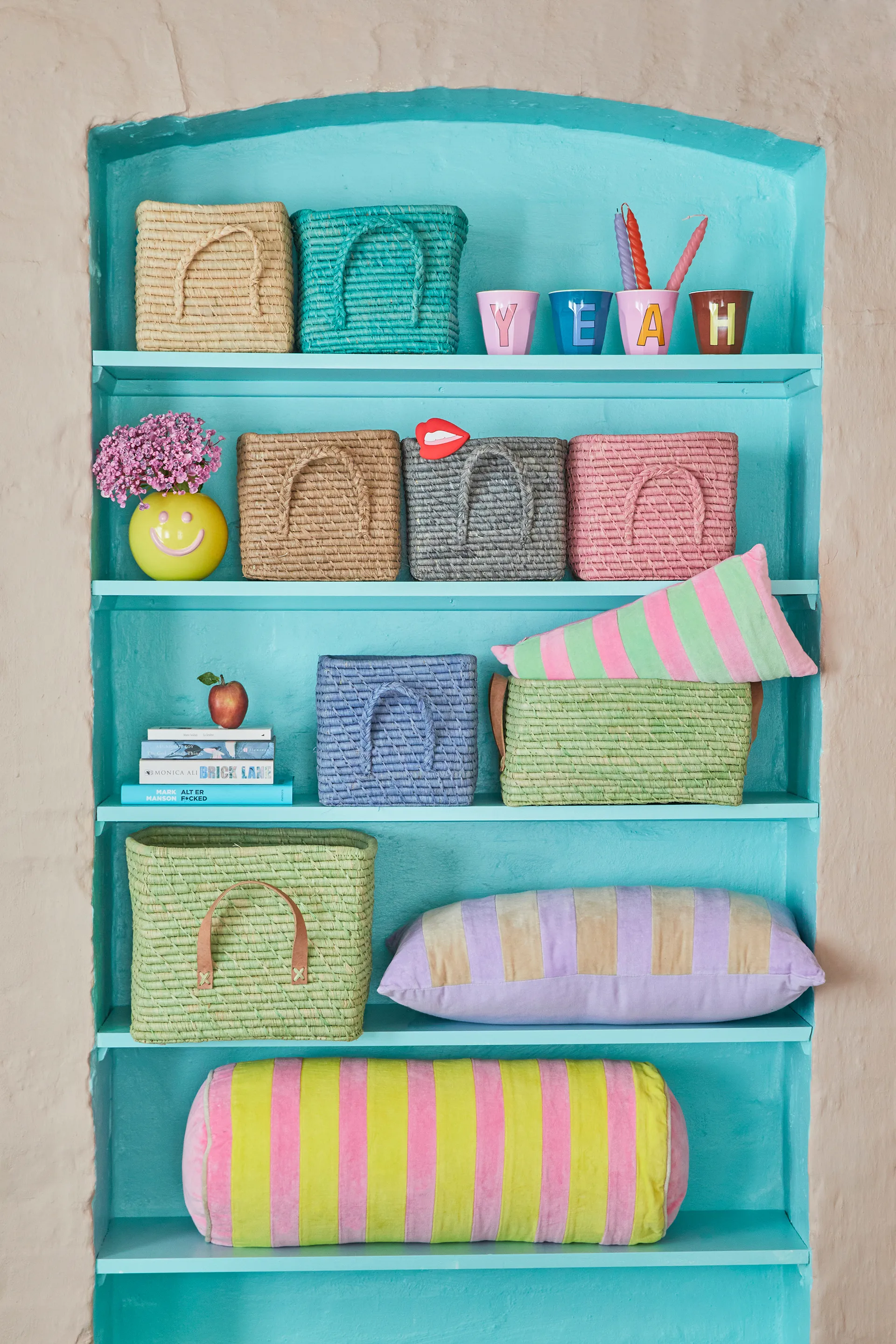 Rice κουτί raffia με λαβή 20x20 cm, Τσάι RICE