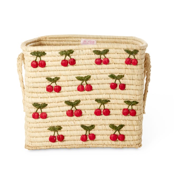 Καλάθι Rice raffia με χερούλι 30x30 cm - Κεράσι - RICE