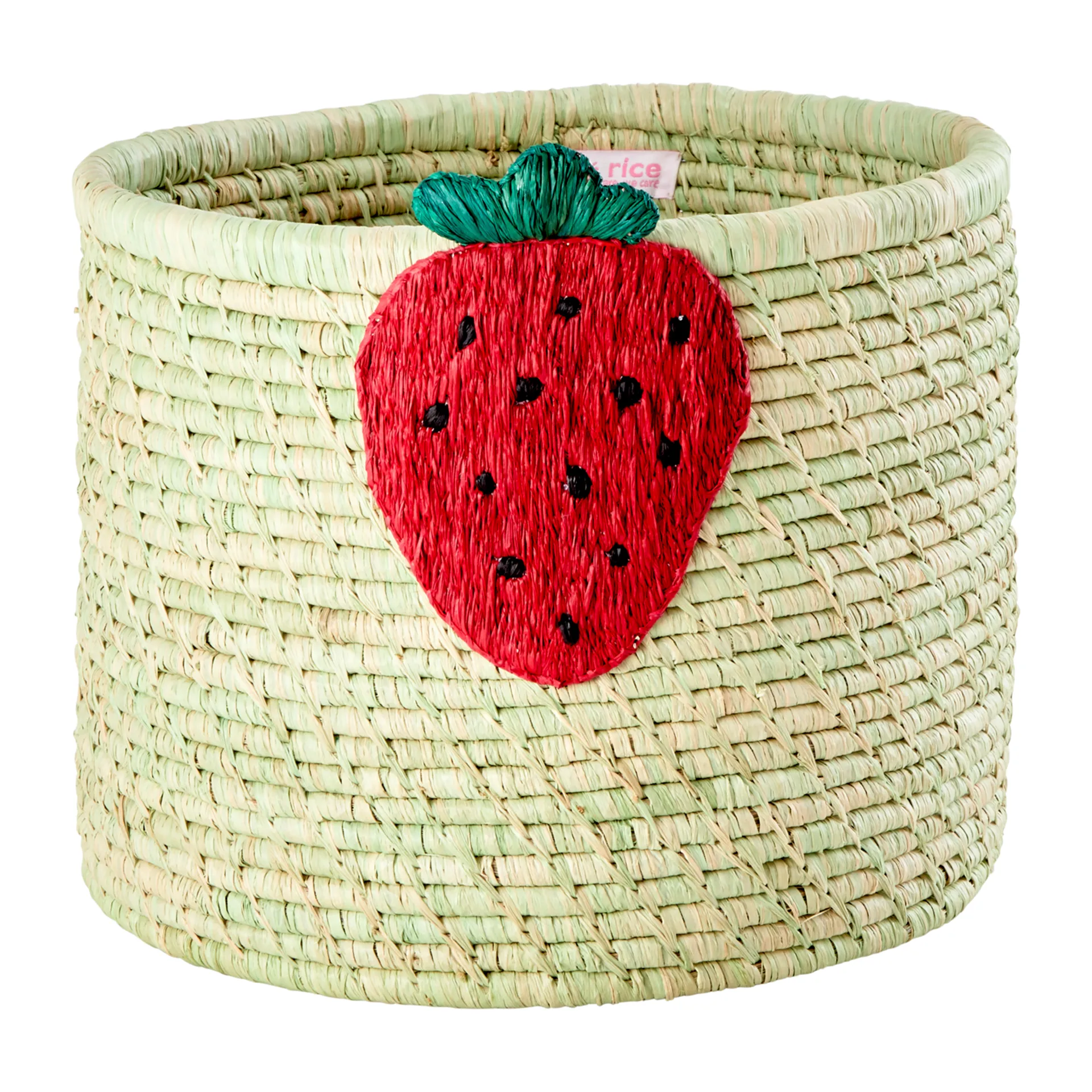 Rice κουτί αποθήκευσης raffia Ø35 cm, Κεντητή φράουλα RICE