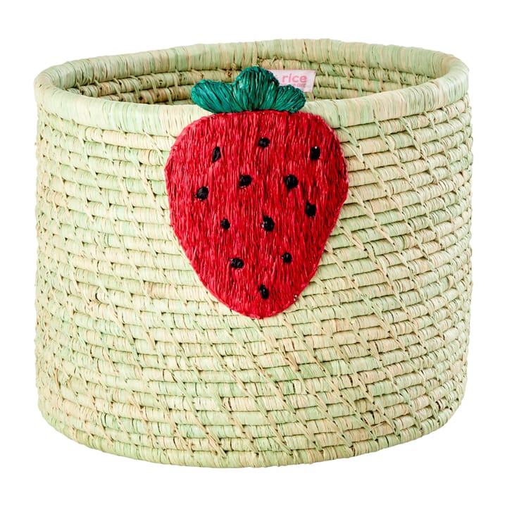 Rice κουτί αποθήκευσης raffia Ø35 cm, Κεντητή φράουλα RICE