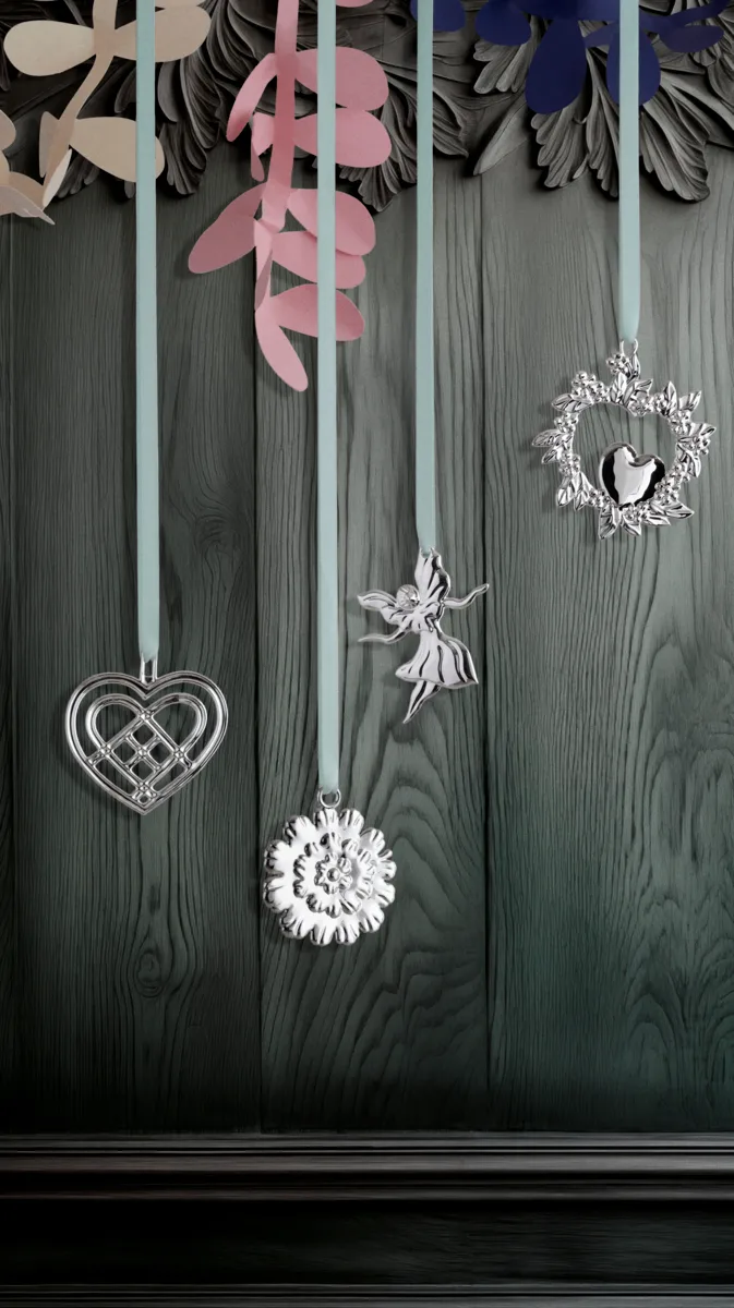 Χριστουγεννιάτικο κρεμαστό Weaved Heart 6,5 cm, Αργυρωμένο Rosendahl