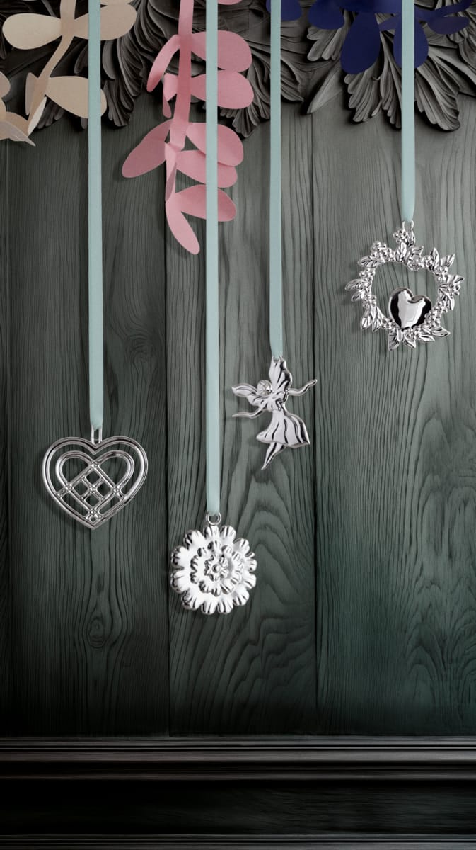 Χριστουγεννιάτικο κρεμαστό Weaved Heart 6,5 cm, Αργυρωμένο Rosendahl