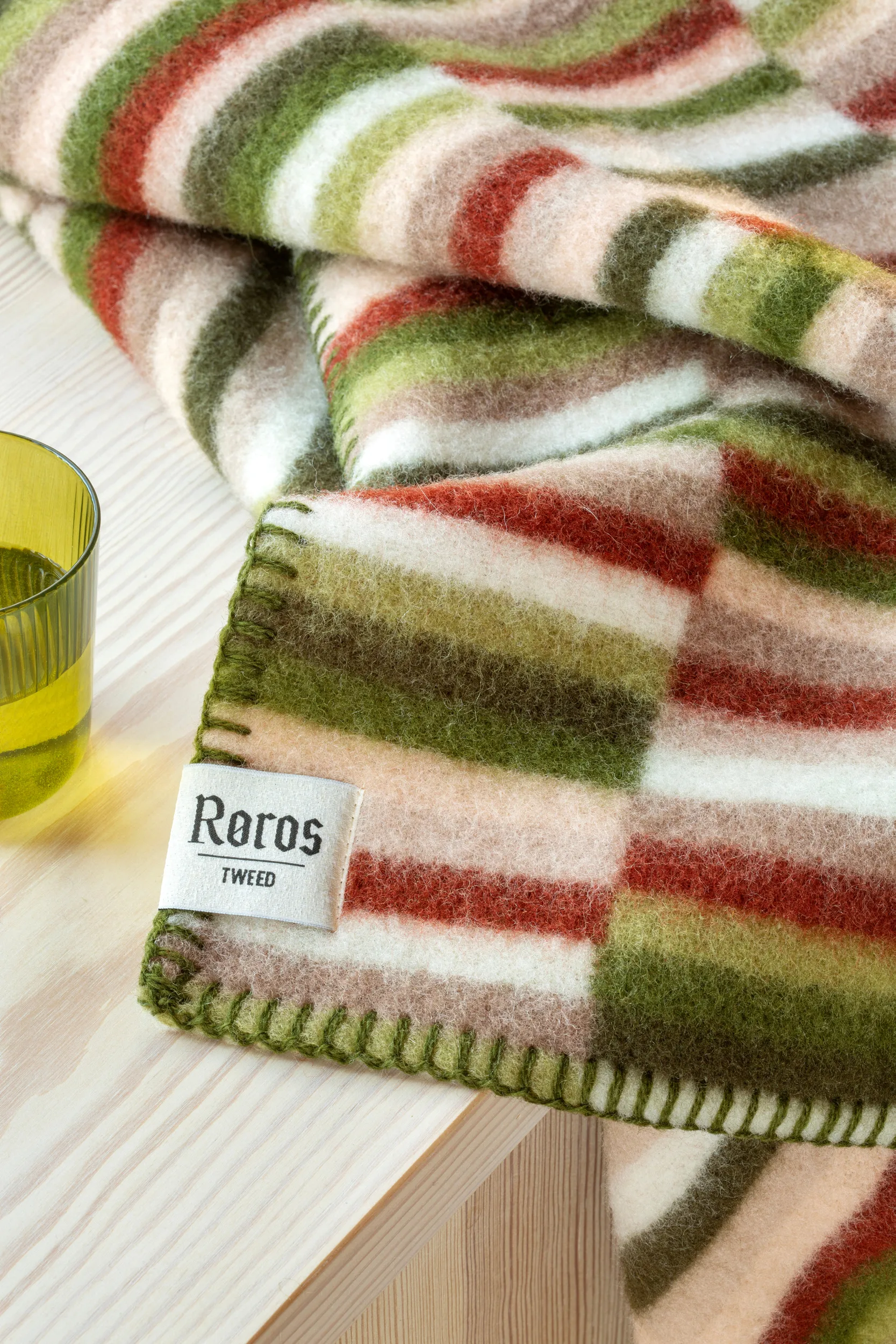 Κουβέρτα Ida 135x200 cm, Olive burgundy Røros Tweed