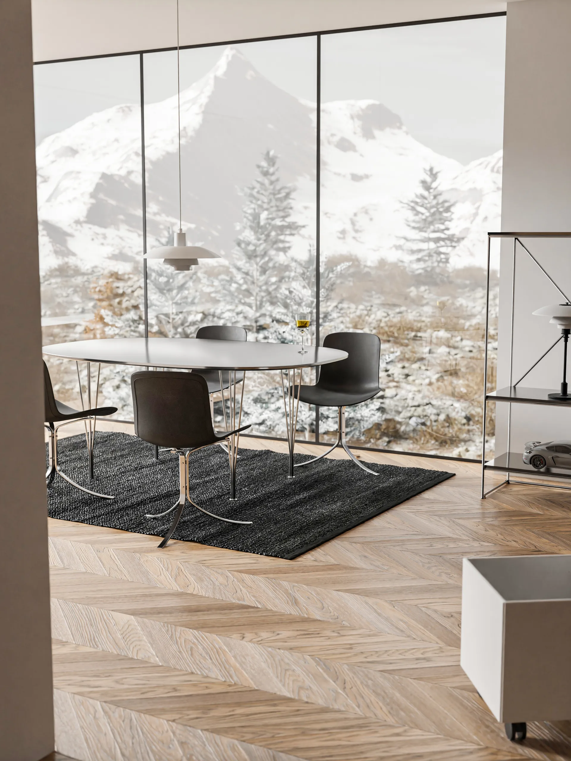 Δερμάτινο χαλί 140x200 cm, μαύρο (μαύρο) Rug Solid
