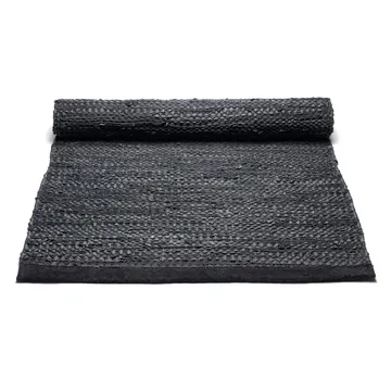Δερμάτινο χαλί 140x200 cm - μαύρο (μαύρο) - Rug Solid